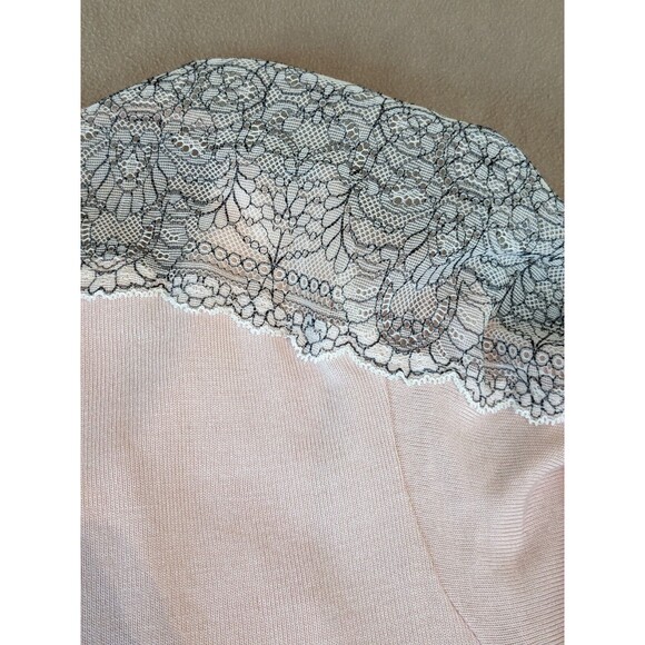 Bailey 44 Women's Cora Pink Sweater w/ Black Floral Lace Sleeve Sz M - Picture 8 of 8